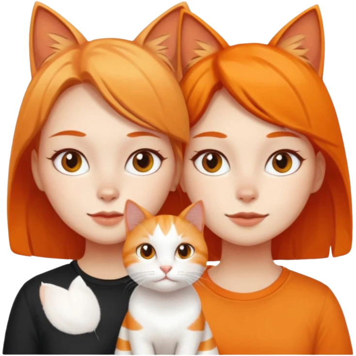 Two stink brainless girls with white and orange cat emoji