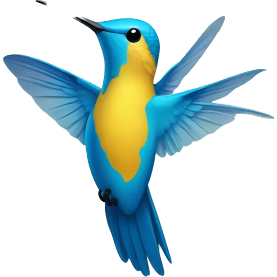 Hummingbird blue an yellow emoji