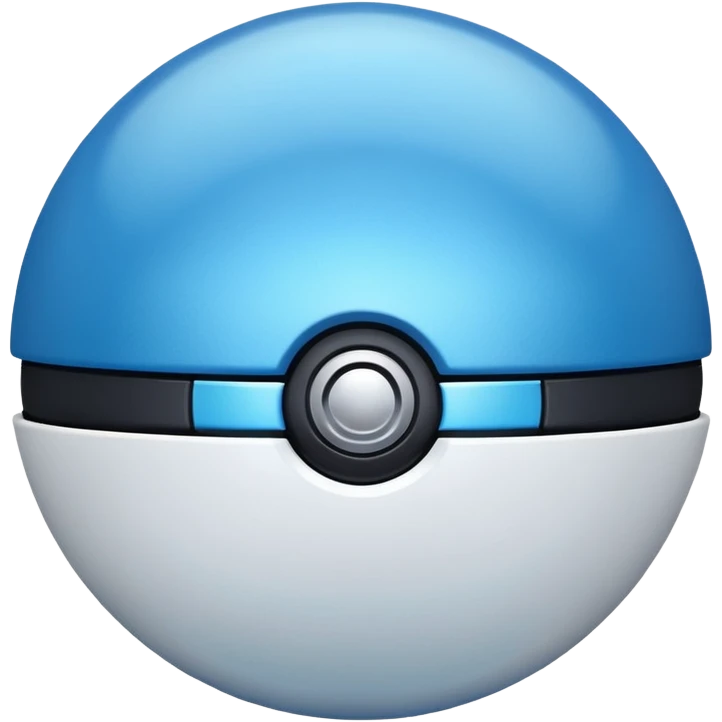 blue pokeball emoji, top half is a more saturated blue, bottom half is white, black stripe, with a metallic sheen emoji