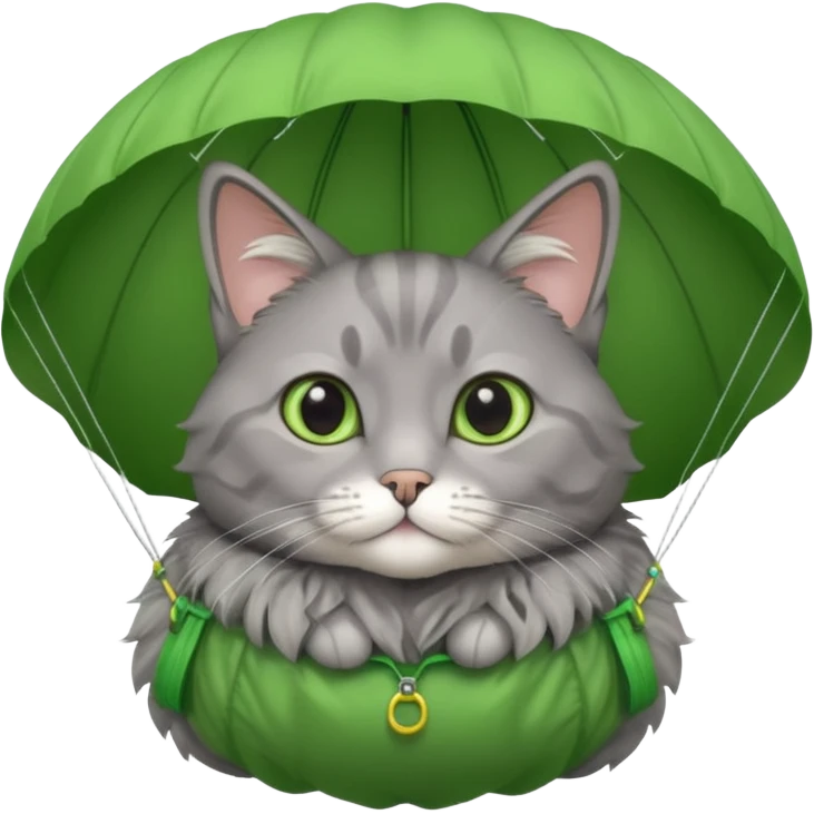 gray cat with green parachute emoji