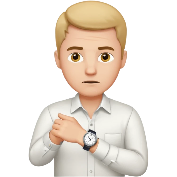 bored man pointing at his watch on his wrist emoji