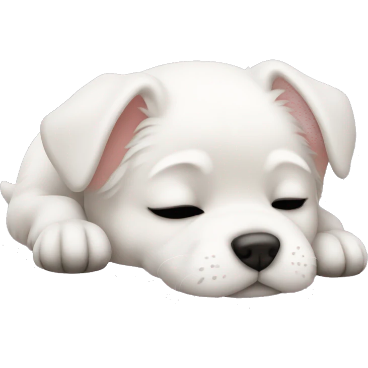 Sleeping beauty bed white puppy emoji