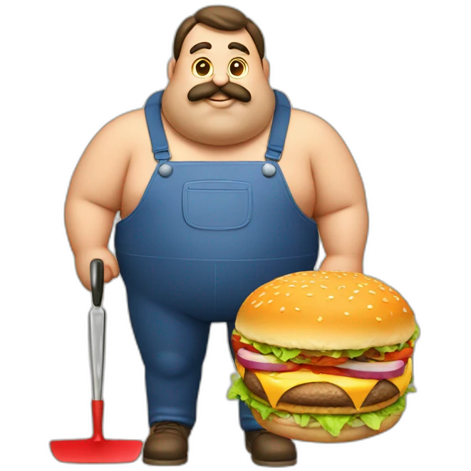 big fat man portuguese with burger and trowel emoji
