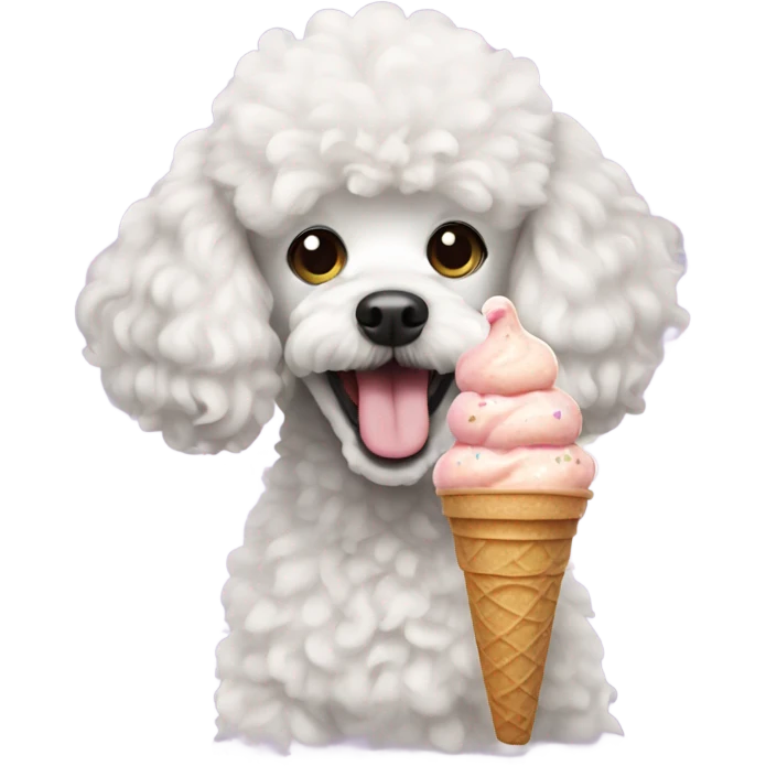  poodle eating ice cream emoji