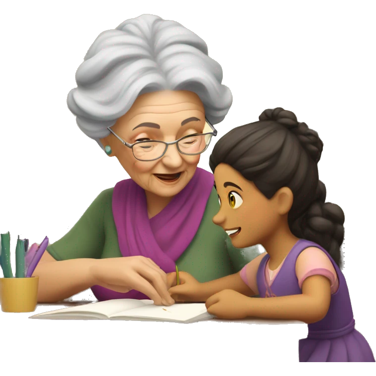 grandma tutoring little gypsy girl emoji
