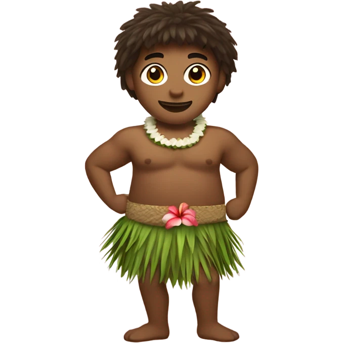hula boy with grass skirt and coconut bra emoji