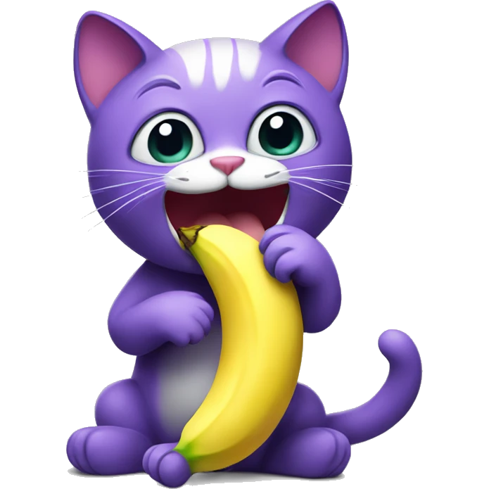 Purple cat eating banana emoji