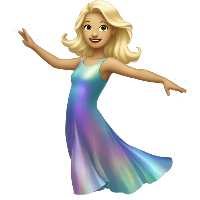 Dancing blonde girl in an iridescent dress emoji