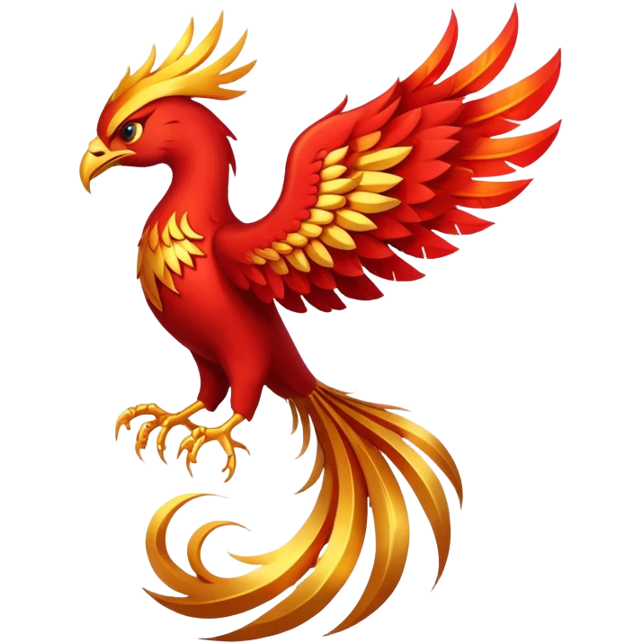 Red and gold rising phoenix, rebellion symbol from Morning Star emoji