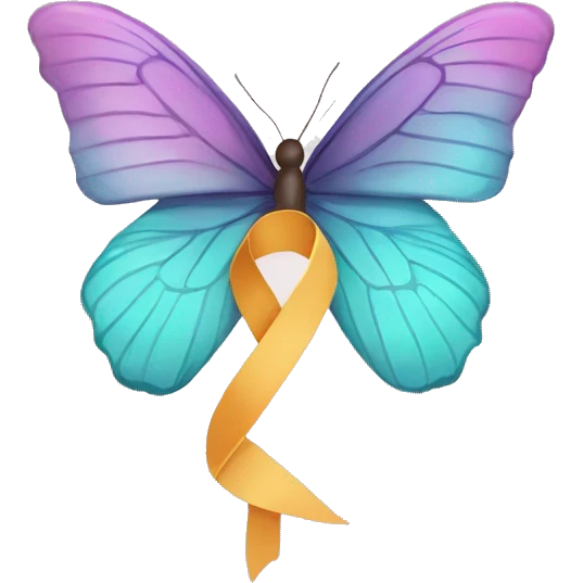 Hypothyroidism Awareness ribbon with butterfly  emoji