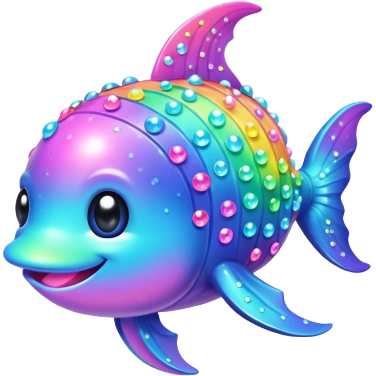 Kawaii pastel neon rainbow bedazzled sea creature emoji