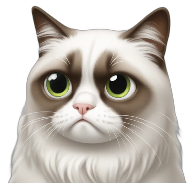 Long white hair grumpy cat emoji