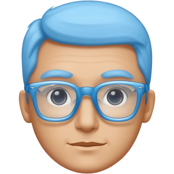 A 3D cartoon sky-blue square spectacle, slightly thick frame, glossy surface,Only glasses. emoji