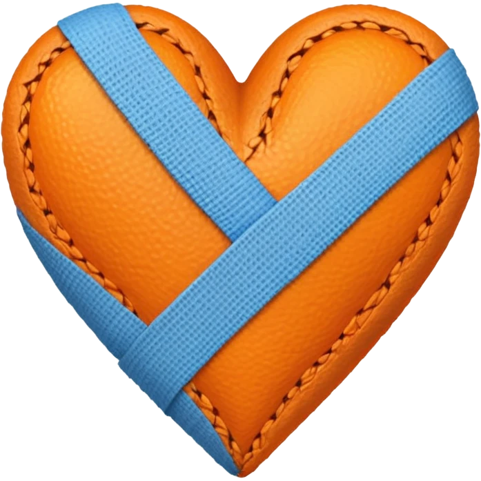 Half blue half orange heart split vertically add a bandage wrapped around the heart  emoji