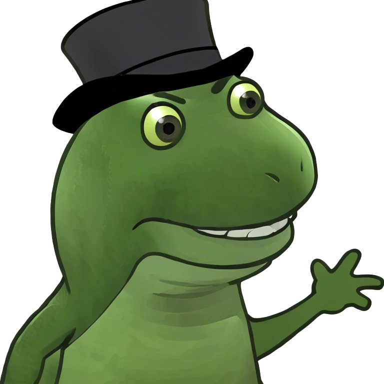 A dinosaur with a top hat  emoji