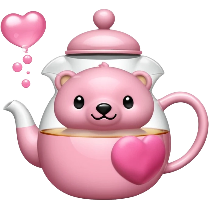 Orsacchiotto con fiocco coquette rosa con un bubbone tea in mano emoji