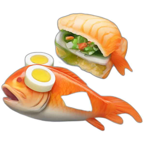 Knee Slider eating fish food emoji