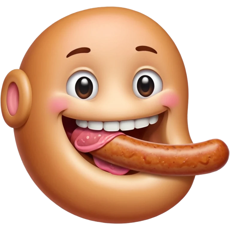 Mouth eating a sausage emoji