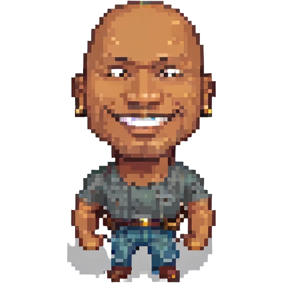 Dwayne Johnson smiling pixel art style emoji