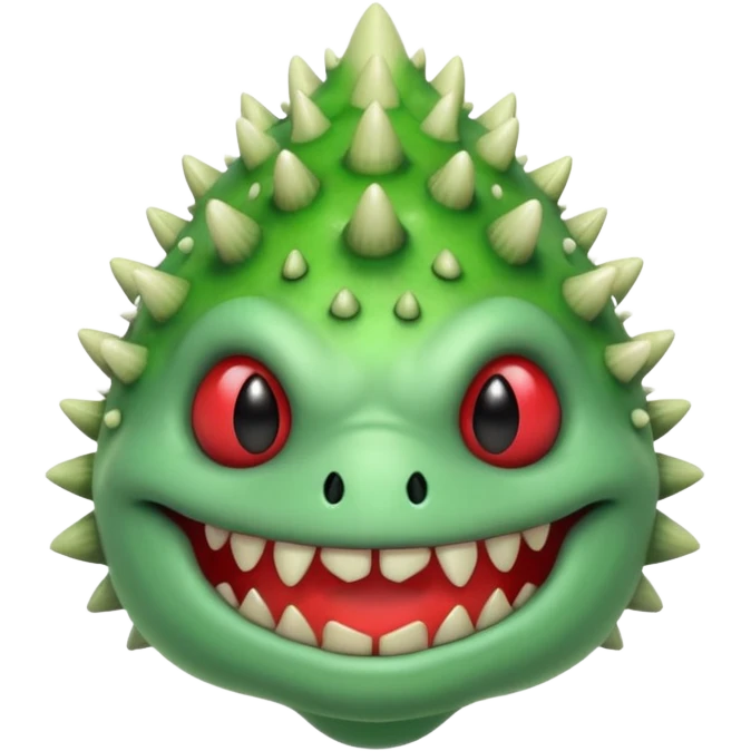 poisonous mushroom monster portrait, head and shoulders only, toxic green glow, scary grin, spiky mushroom head, 3D cartoon, mobile game icon style, clean background, no text, no watermark

 emoji