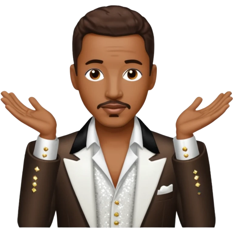 Ralph Tresvant from New Edition with dark brown hair, white sequin outfit emoji