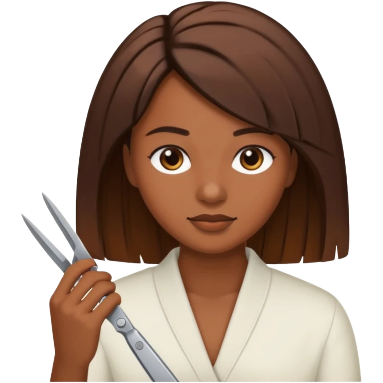 mujer cortando el pelo mechones emoji