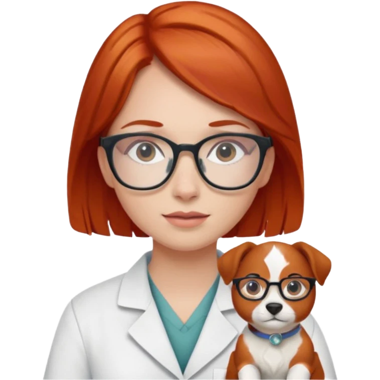Рыжеволосая девочка в очках ветеринар  emoji
