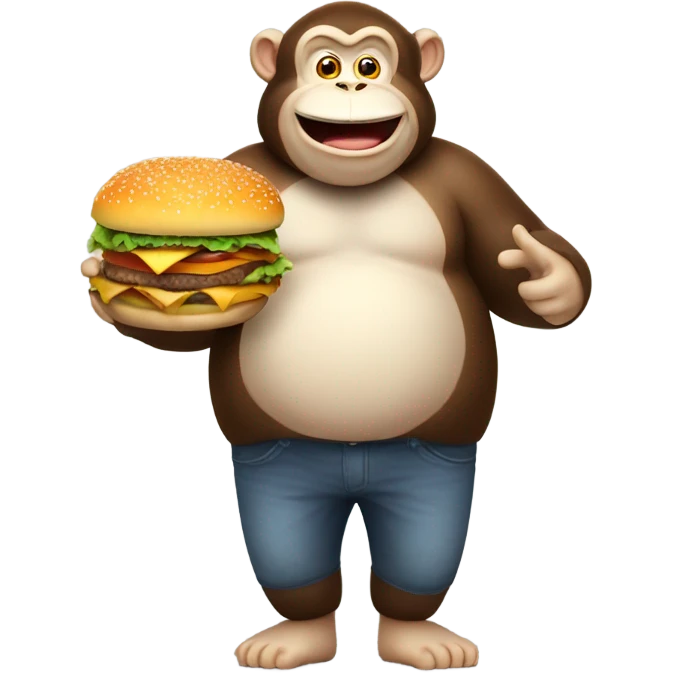 Fat monkey holding burger emoji