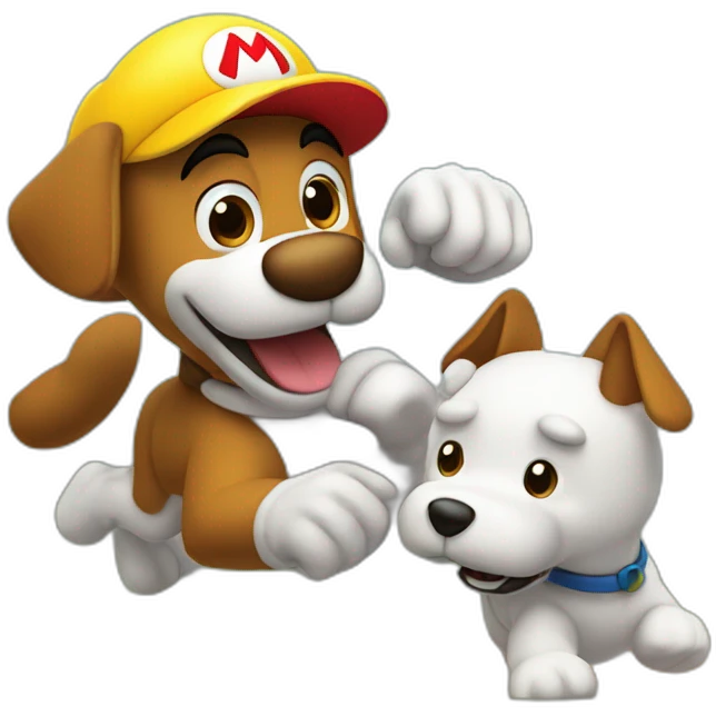 Perro luchando contra Mario emoji