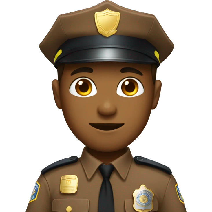police wearing brown shirt no hat gold badge emoji