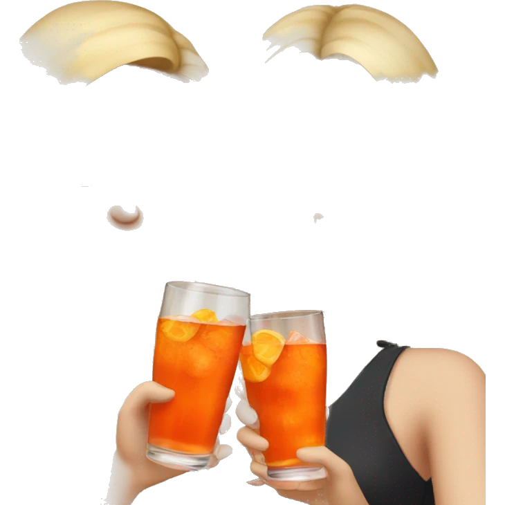 Two girls one blonde and one brown hair drinking aperol emoji