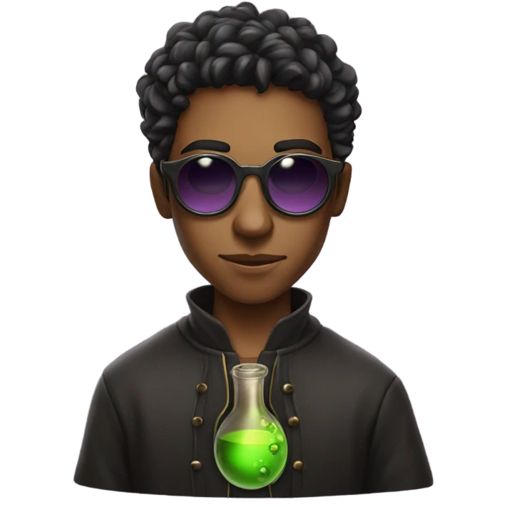 Young male wizard mixing potions and wearing sunglasses emoji