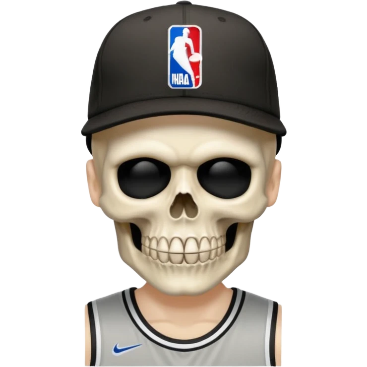 💀 with a backwards NBA hat emoji