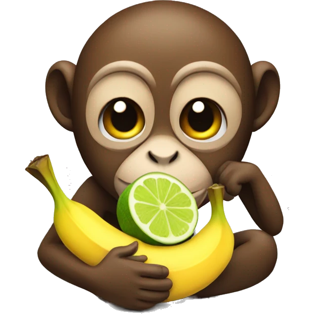 monkey with banana, cconut , pineapple and lime emoji