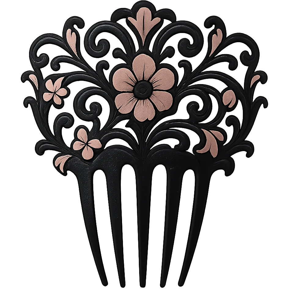 black and pink decorative hair comb emoji