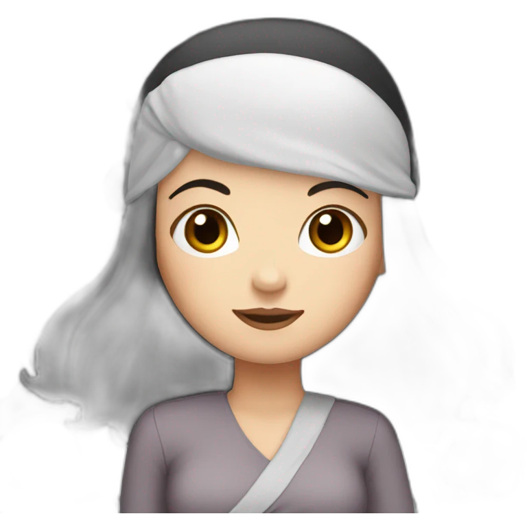 White Girl with long black hair and headscarf emoji