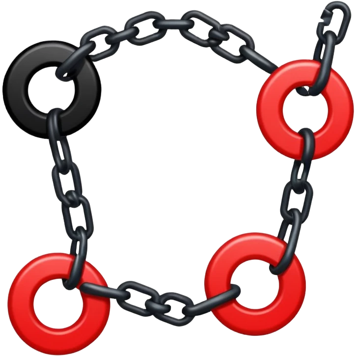 iOS sticker, broken chain, black links, red break, minimal emoji
