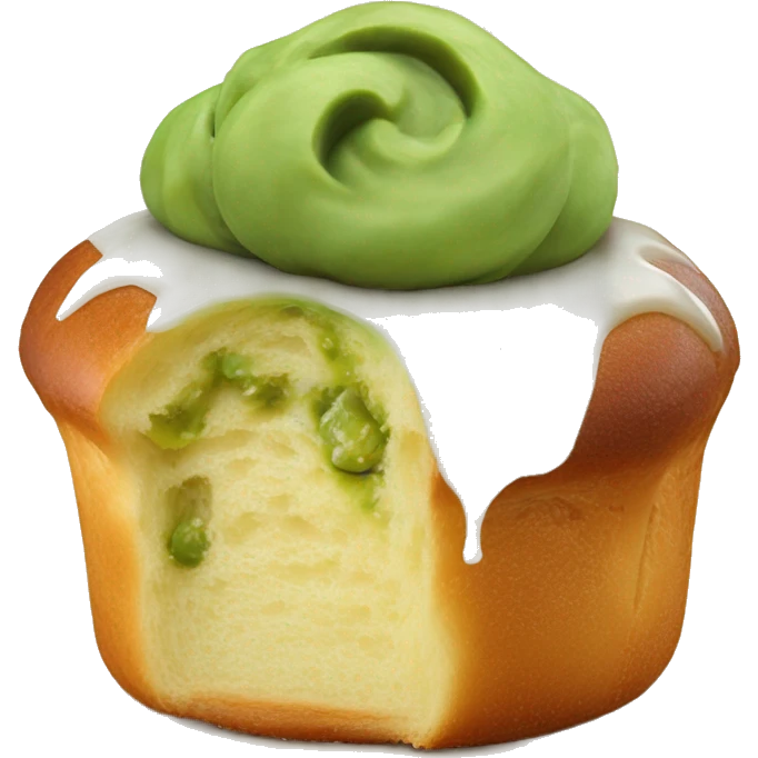 Brioche ronde avec crème fouettée et pistache a l’intérieur  emoji