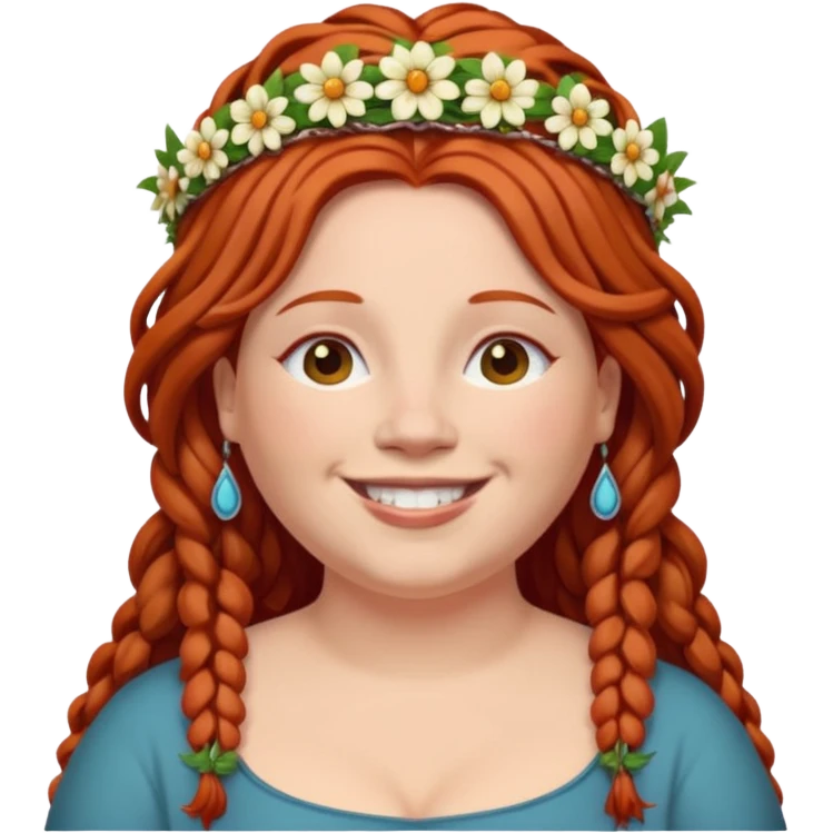 fat redhead woman with dreadlocked hair and floral tiara emoji
