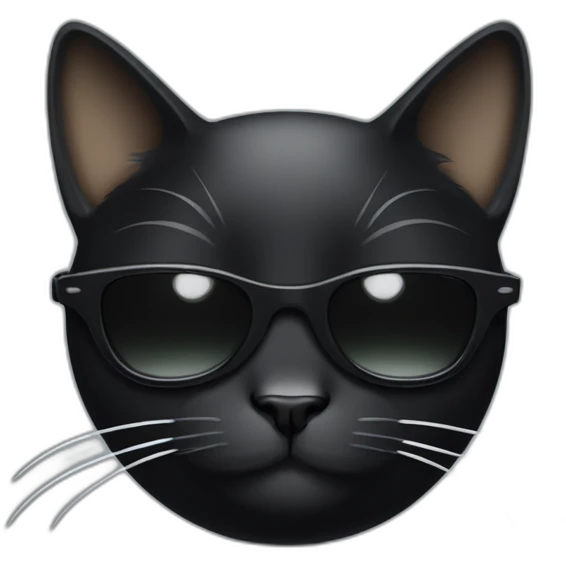 A black cat with white patch from nose to bottom, wearing sunglasses  emoji