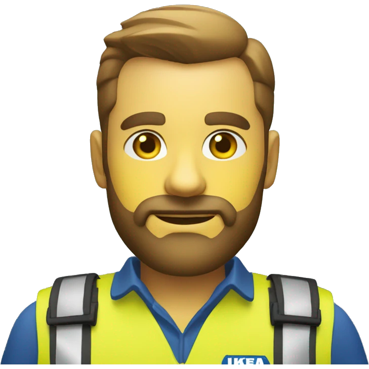 Ikea manager blue eyes beard with laptop and yellow security vest emoji