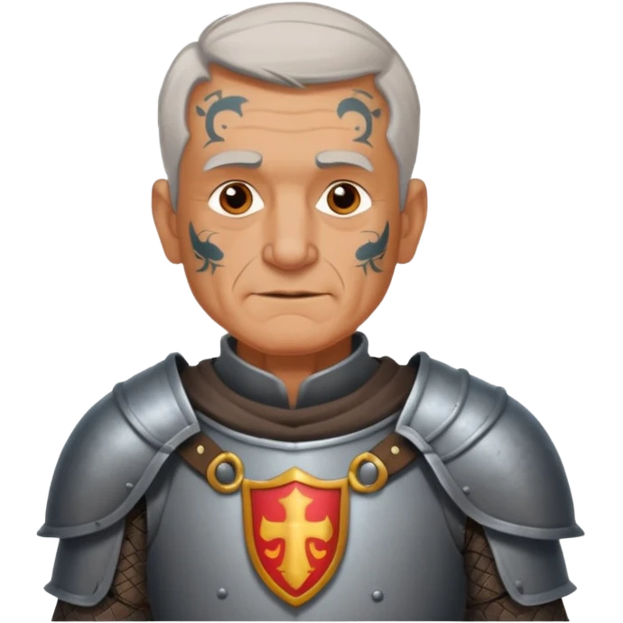 elderly tattooed knight, tattooed shoulder emoji