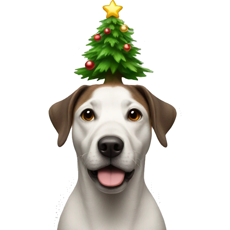 Dog with christmas tree on head emoji