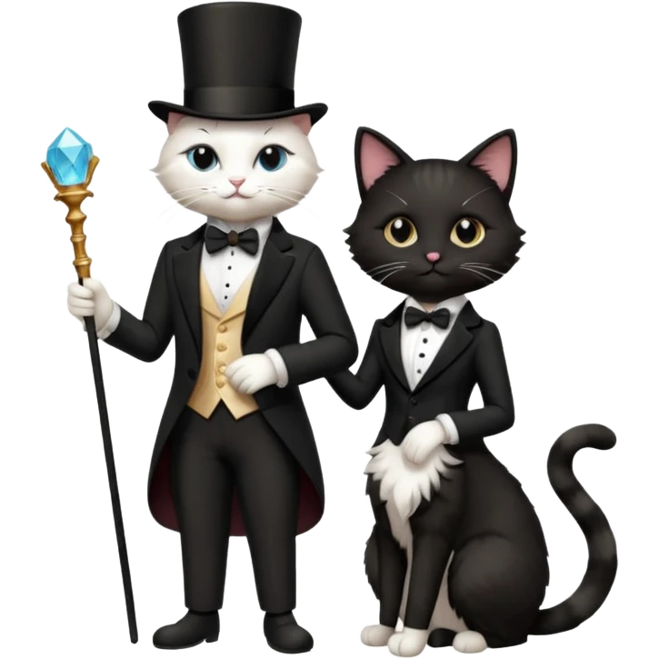 magician couple and their pet cat emoji
