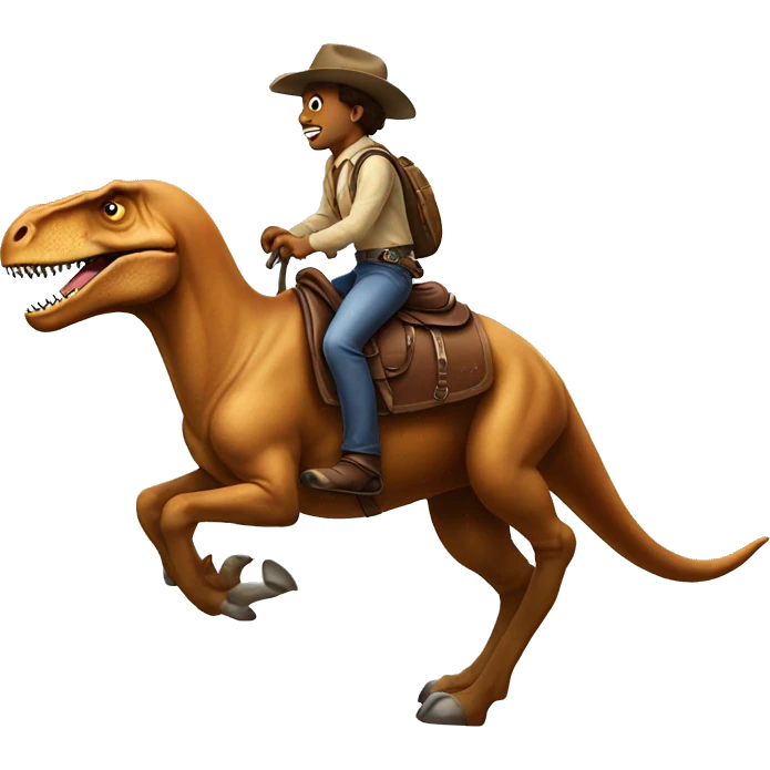 A t rex riding a horse on a horse  emoji