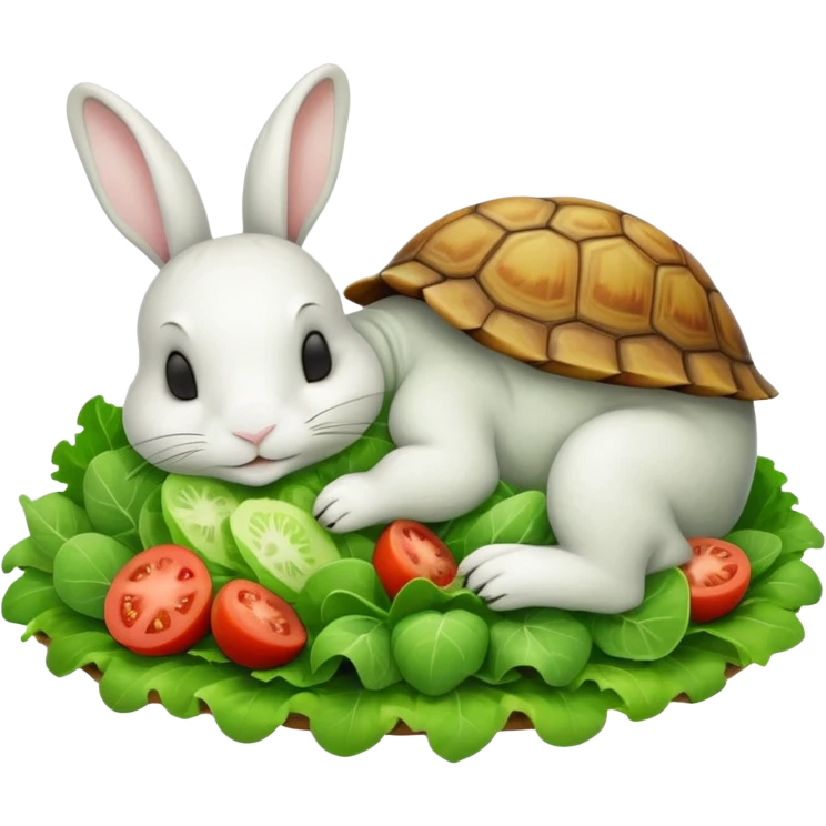  lapin qui dort et la tortu qui mange de la salade emoji