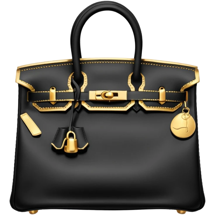 black hermes birkin with gold stitching bag emoji