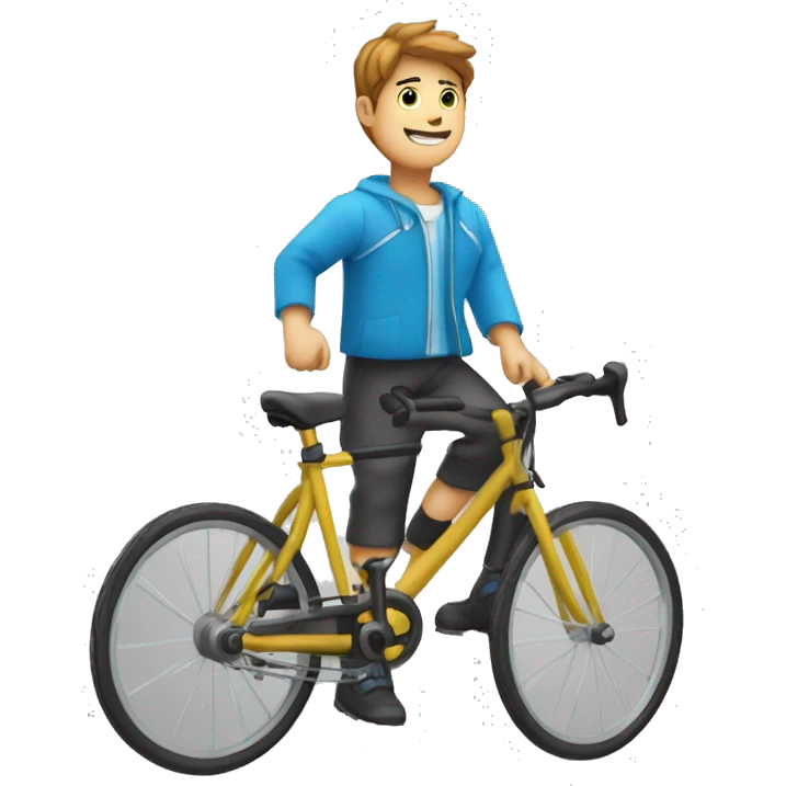 Un garçon sur un vélo avec une banderole dans les mains emoji