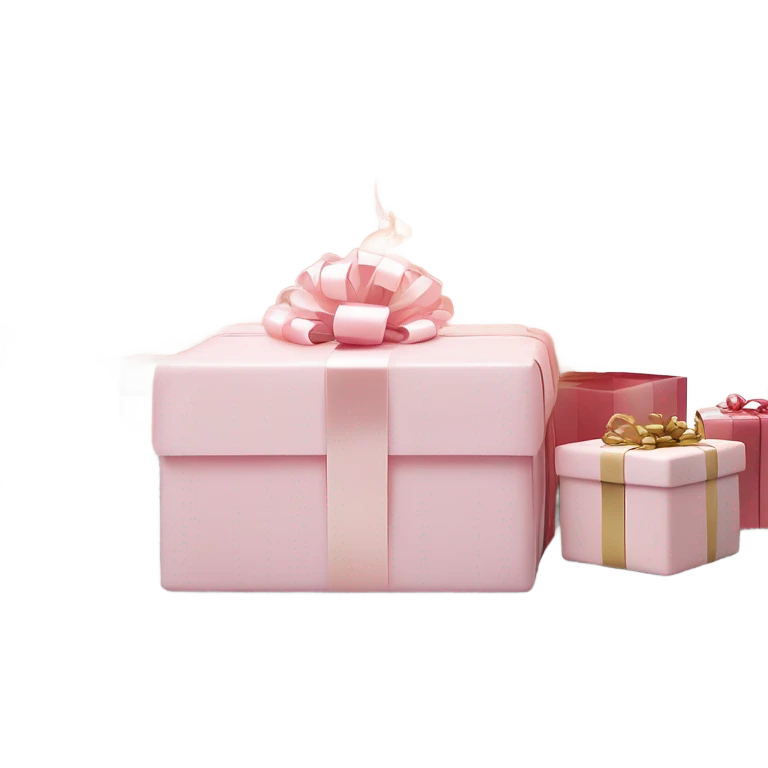 Light pink Christmas gifts under a white Christmas tree  emoji