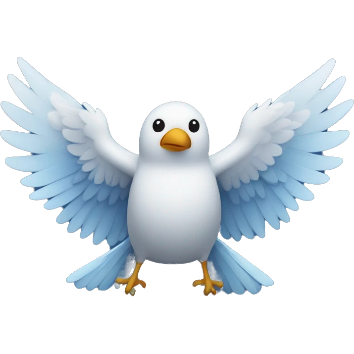 bird with spread wings flying on a background that is half dark blue of the left side and the right half is white emoji